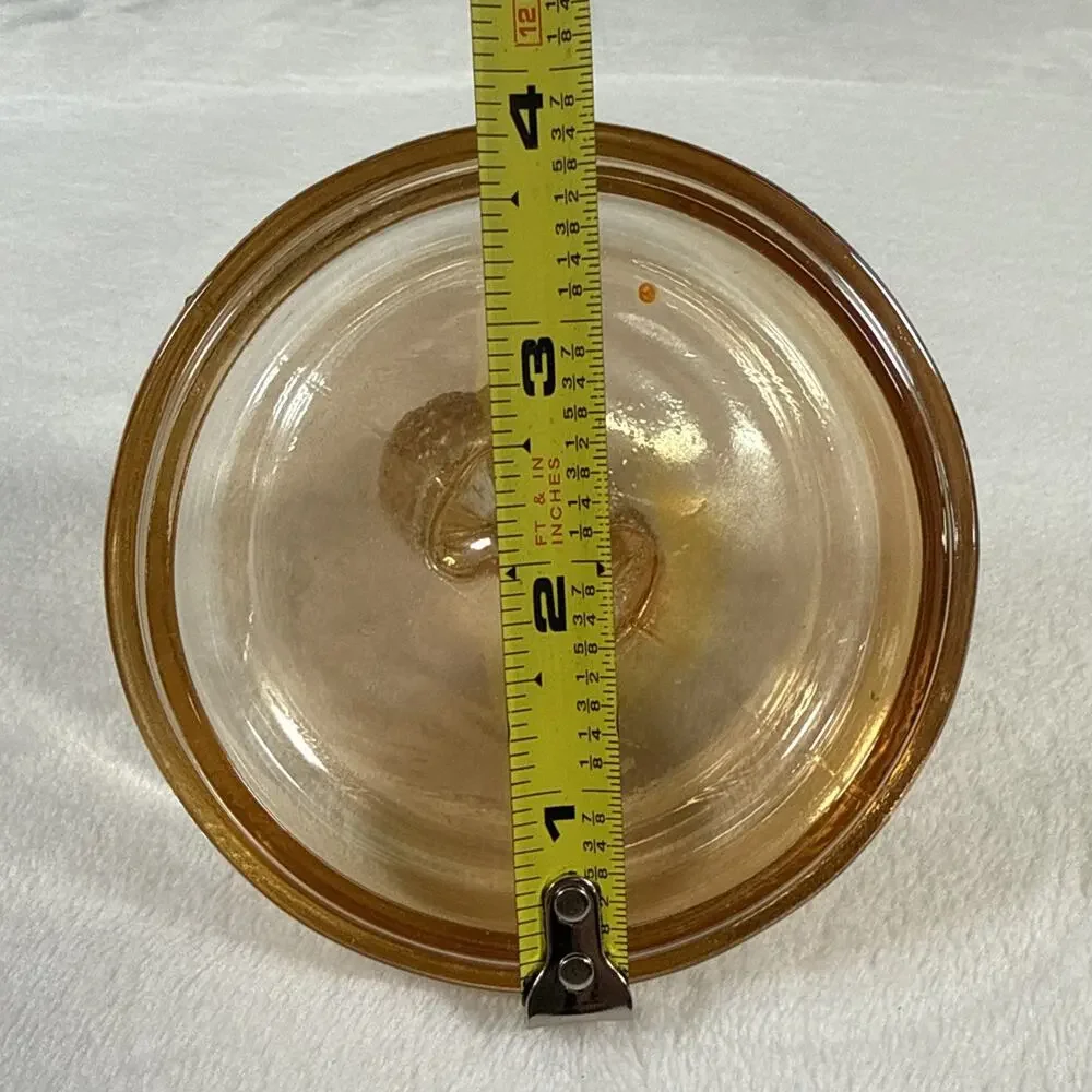 Vintage Jeanette Glass Iridescent Peach Lustre Poodle Dresser Box 6 1/2